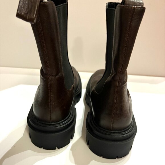 LIKE NEW ZARA SIZE 40 M CHOCOLATE BROWN CHUNKY LUG HIGH ANKLE BOOT - Picture 4 of 8